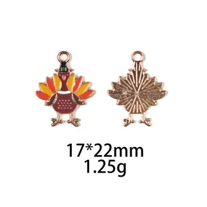 Thanksgiving Kalkoen Geglazuurde Legering Bedel DIY Sieraden Accessoires 17x22mm