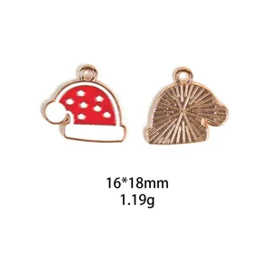 Pendentif breloque en émail alliage chapeau de Père Noël pour fabrication de bijoux DIY 16x18mm