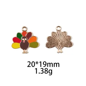 Thanksgiving kalkoen legering DIY bedel hanger sieraden accessoire emaille 20x19mm
