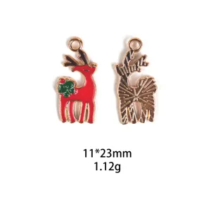 Renne de Noël émail alliage DIY bijoux charmes pendentif porte-clés accessoire 11x23mm