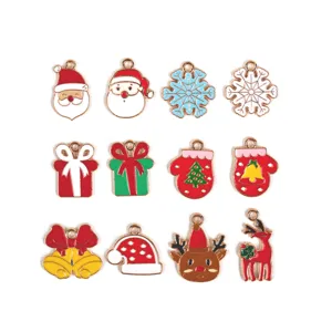 Noël alliage pendentifs DIY bijoux accessoires ensemble pour porte-clés artisanat 12pcs