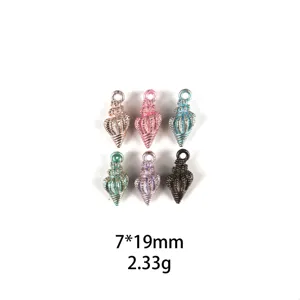 Ensemble de petits pendentifs breloques en alliage de coquillage 3D coloré 7x19mm