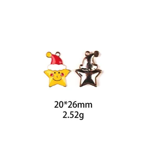 Kerstster legering hanger DIY sieraden accessoire leuke sleutelhanger decoratie 20x26mm
