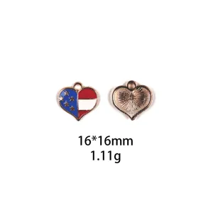 Onafhankelijkheidsdag VS vlag hart legering hanger DIY sieraden accessoire sleutelhanger