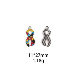 Pendentif puzzle en alliage accessoire bijoux DIY, petit charme porte-clés taille 11x27mm.