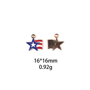 Onafhankelijkheidsdag Amerikaanse vlag ster metaal hanger DIY legering sieraden 16x16mm