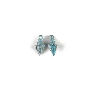 Pendentifs breloques en alliage métallique coquillage conque 3D bleu pour fabrication bijoux.