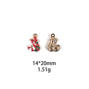 Kerst rode groene zuurstok legering bedel DIY sieraden accessoire 14x20mm 1,51g