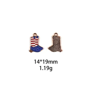 Amerikaanse vlag cowboy laars legering bedel hanger DIY sieraden accessoires 14x19mm detail