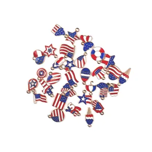 Onafhankelijkheidsdag Amerikaanse vlag emaille legering bedels DIY sieraden setjes