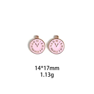 Pendentifs montre émail rose en alliage DIY accessoires de bijoux 14x17mm pour porte-clés