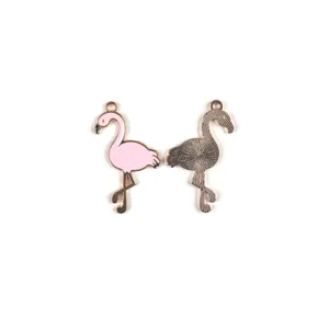 Cute pink flamingo alloy enamel charms pendant for DIY bracelet necklace jewelry making accessories.