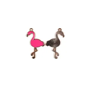 Flamingo alloy enamel pendant charm for DIY jewelry making, cute bracelet necklace key chain