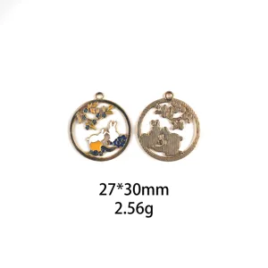 Chinese style rabbit alloy drop oil DIY jewelry accessories pendant charms 27x30mm 2.56g
