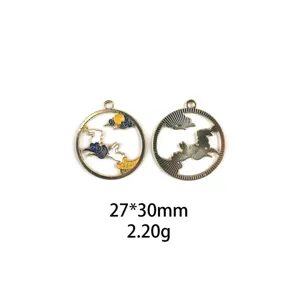 Chinese style alloy jade rabbit crane DIY pendant jewelry accessory charm size 27x30mm