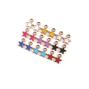 Mini gekleurde geëmailleerde ster legering metaal bedels DIY sieraden accessoires hanger