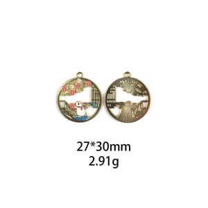 Alloy drop oil rabbit pendant diy jewelry accessory metal charm for keychain and hair craft