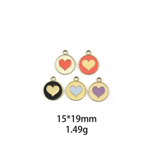 Saint-Valentin Cœur d'Amour Coloré DIY Alliage Goutte d'Huile Accessoires de Bijoux Bracelet Porte-Clés Pendentif Charme