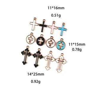 Pendentifs Croix en Alliage de Zinc Émaillé DIY Fabrication de Bijoux Charms Accessoires Artisanat Forme de Croix pour Accessoires CheveuxPorte-clés