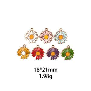 Breloques Petites Fleurs de Marguerite en Alliage de Zinc Émail Accessoires de Fabrication de Bijoux DIY Mignon Pendentif de Plante pour Bracelet Collier Artisanat