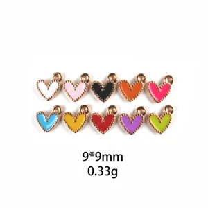 Colorful mini heart alloy oil drop charms for DIY jewelry making keychain pendants set