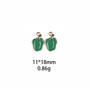 Pendentif en alliage émaillé de poivron vert accessoire de bijoux DIY 11x18mm pcs