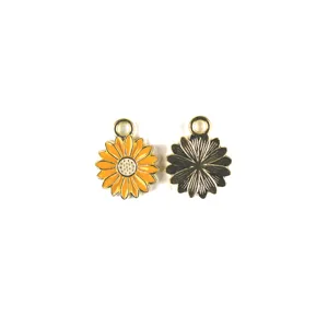 Cute sunflower alloy oil-drop charm pendant DIY jewelry making accessories keychain findings
