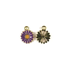 Purple enamel daisy flower metal charms diy jewelry accessories pendants for keychains