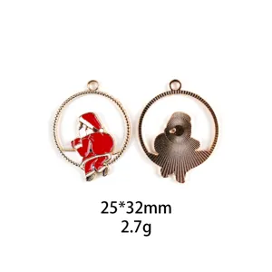 Pendentif breloque en alliage emaille motif Pere Noel pour la creation de bijoux DIY 25x32mm