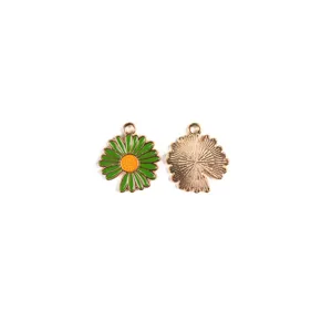 Pendentif breloque fleur marguerite en émail métal pour accessoires bijoux DIY détail