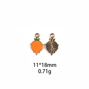Mignon pendentif breloque en alliage émaillé carotte pour bijoux DIY 11x18mm 0.71g