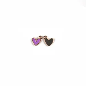 Close-up detail of mini purple enamel heart charms, perfect for DIY jewelry and keychain.