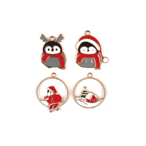 Noël Père Noël pingouin alliage émail breloques DIY fabrication bijoux pendentifs