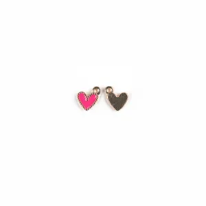 Mini heart alloy enamel charm pendant DIY jewelry accessories for keychains and hair bows.