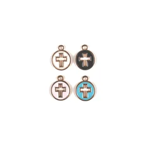 Pendentif accessoire bijoux en alliage d'huile goutte croix creuse pour bricolage
