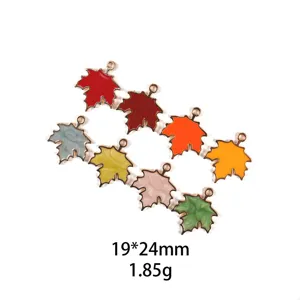 DIY Alliage Goutte d'Huile Breloques Feuille d'Érable Pendentifs Plante Émaillée Pour Fabrication de Bijoux Porte-clés Collier Bracelet Accessoires