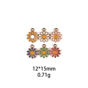 Breloques de Fleurs de Marguerite en Alliage de Zinc Émaillé Pendentifs Floraux Colorés pour Fabrication de Bijoux DIY Accessoires de Cheveux Porte-Clés
