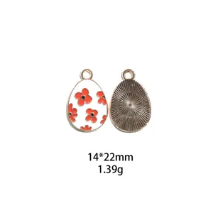 Paasei legering druppel olie sieraden hanger DIY haaraccessoire sleutelhanger component 14x22mm