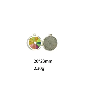 Charmant pendentif tranche de fruit en alliage goutte d'huile, idéal pour création DIY.