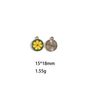Pendentif breloque émail citron accessoire bijou DIY vue détaillée, taille 15x18mm, 1.55g.