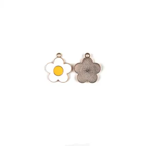 Enamel daisy flower metal charms diy jewelry making accessories for keychains pendants