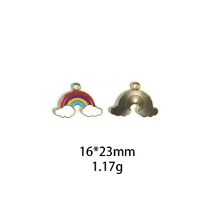 Geëmailleerde regenboog hanger van metaallegering voor DIY sieraden maken, schattig wolk.