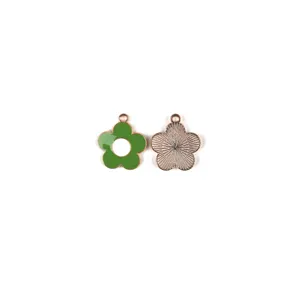 Enamel flower charms daisy pendants alloy DIY jewelry making accessories keychains 2pcs