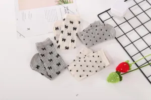 Japanese style ballet core crew socks with cute bowknot and polka dot mesh design for summer.