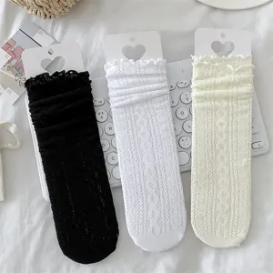 Donne estate sottile mesh volant meta tubo calze traspiranti vuote pizzo carine calze