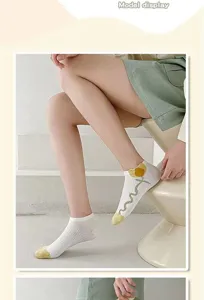 Japanese style cute tulip floral lace short socks for women, breathable thin summer socks.