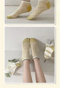 Women thin short socks summer Japanese style cute tulip lace breathable casual ankle socks