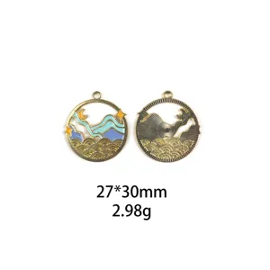 Detail view of Chinese style alloy oil drop jewelry pendant charm, size 27x30mm clearly.