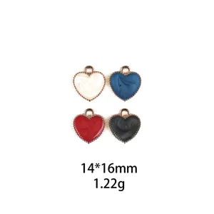 Heart Enamel Alloy Charms DIY Jewelry Making Accessories White Blue Red Black Love Pendants For Hair Clips Keychains