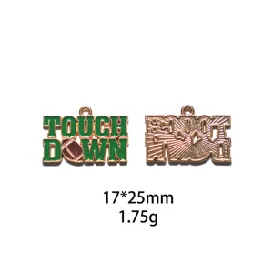 Football alloy DIY charm pendant enamel sports theme accessories for keychains 17x25mm
